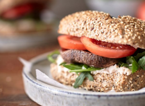 Picture of Grilled Mushroom Burger with White-Bean Puree